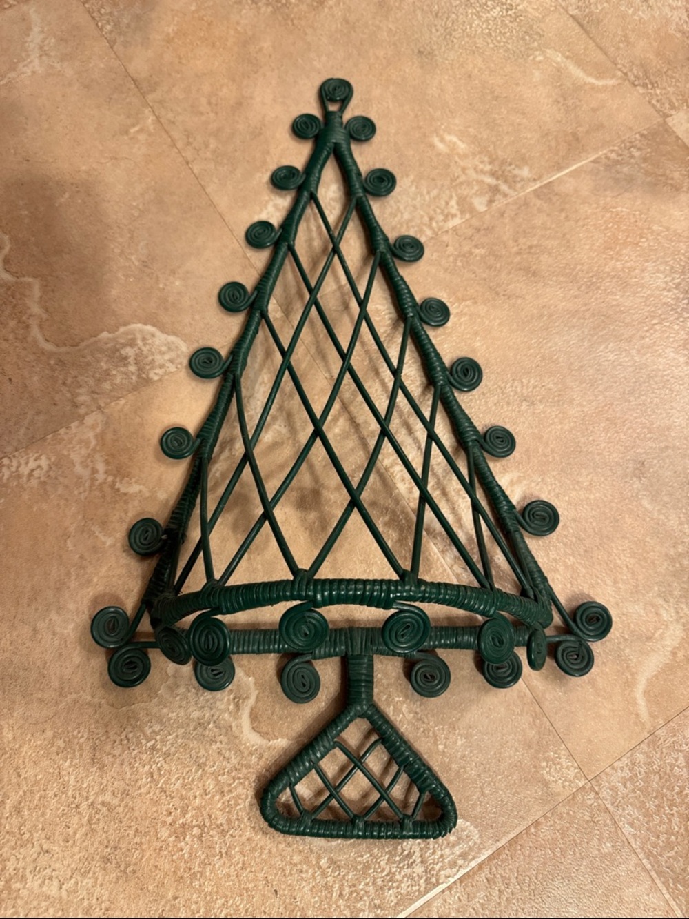 Rare Vintage Green Rattan Mid Century Modern Woven Holiday Tree Wall Decor